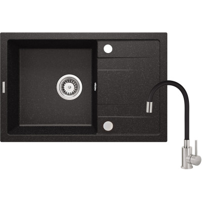 Deante Corio zlewozmywak z baterią grafitowy/stal ZRCP2113