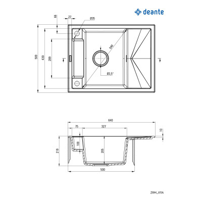 Deante Magnetic zlewozmywak granitowy 64x50 cm biały ZRM_A11A