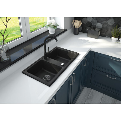 Deante Zorba zlewozmywak granitowy 76x44 cm wpuszczany czarny mat ZQZN513