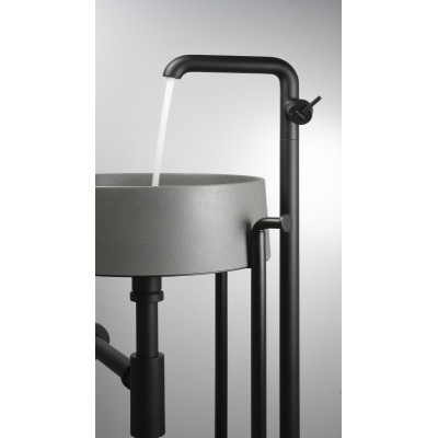 Deante Silia umywalka 36x36 cm okrągła nablatowa antracyt CQS_TU4S