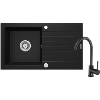 Deante Zorba zlewozmywak z baterią czarny/czarny ZQZVN113