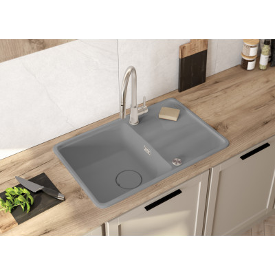 Deante Momi zlewozmywak granitowy 78x50 cm szary metalik ZKM_S113