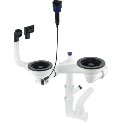 Deante Space Saver syfon do zlewozmywaków granitowych 1,5 i 2-komorowych czarny mat ZXYN973