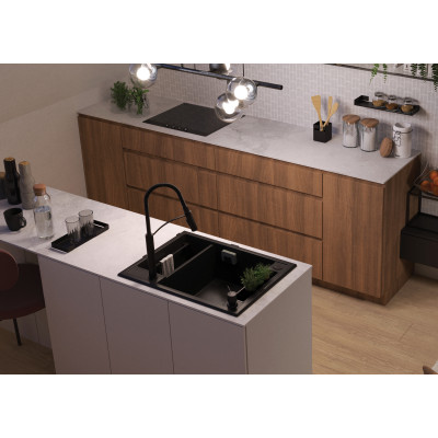 Deante Space Saver syfon do zlewozmywaków granitowych 1,5 i 2-komorowych czarny mat ZXYN973