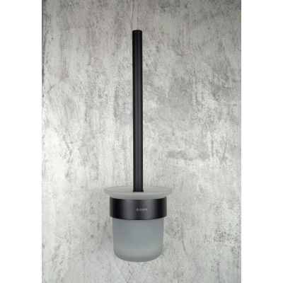Deante Round szczotka toaletowa ścienna szkło mleczne/czarny mat ADRN711