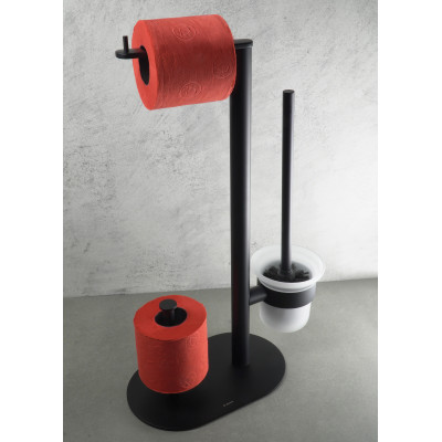 Deante Round stojak na papier toaletowy ze szczotką WC czarny mat ADRN732