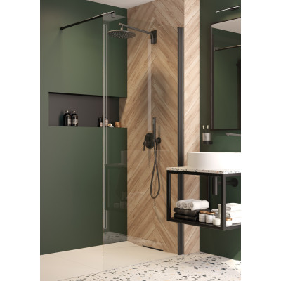 Deante Kerria Plus ścianka prysznicowa walk-in 80 cm czarny mat/szkło przezroczyste KTS_N38P