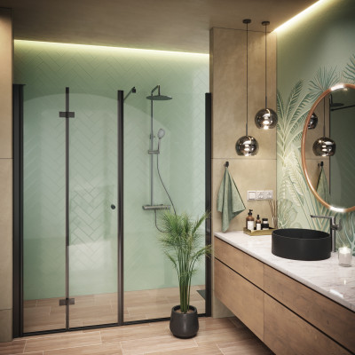 Deante Kerria Plus ścianka prysznicowa walk-in 80 cm czarny mat/szkło przezroczyste KTS_N38P