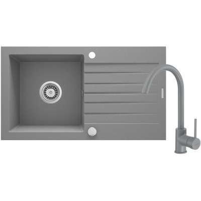 Deante Zorba zlewozmywak z baterią szary/ ZQZBS113
