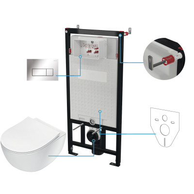 Deante Peonia zestaw stelaż z miską, deską i przyciskiem CDES6ZPW