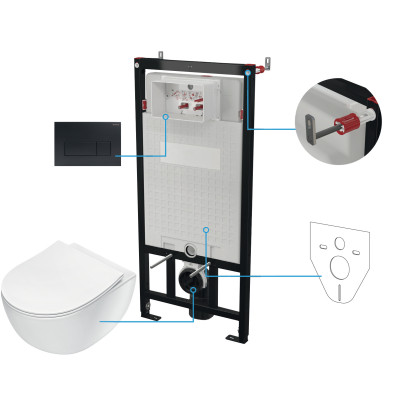 Deante Peonia zestaw stelaż z miską, deską i przyciskiem CDEN6ZPW