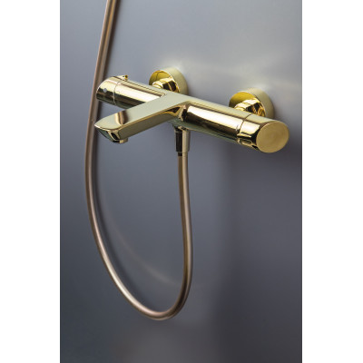 Deante Arnika Gold bateria wannowo-prysznicowa ścienna złoty połysk BQAZ10M