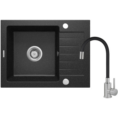 Deante Zorba zlewozmywak z baterią grafitowy/stal ZQZC211A