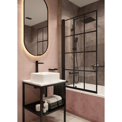 Deante Jasmin parawan nawannowy 80 cm czarny mat/szkło z nadrukiem KTJN72P