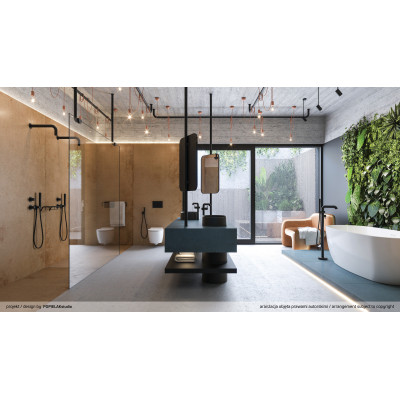 Deante Silia bateria wannowo-prysznicowa wolnostojąca czarny mat BQSN17M