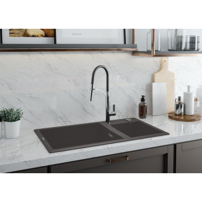 Deante Gerbera bateria kuchenna stojąca chrom-czarna BGBB720
