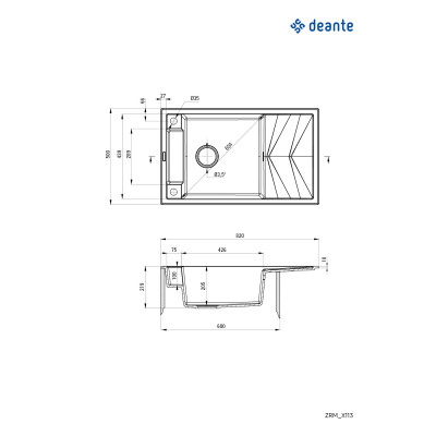 Deante Magnetic zlewozmywak granitowy 82x50 cm magnetyczny antracyt metalik ZRMT113