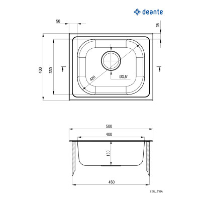 Deante Techno zlewozmywak stalowy 50x40 cm dekor ZEU310A