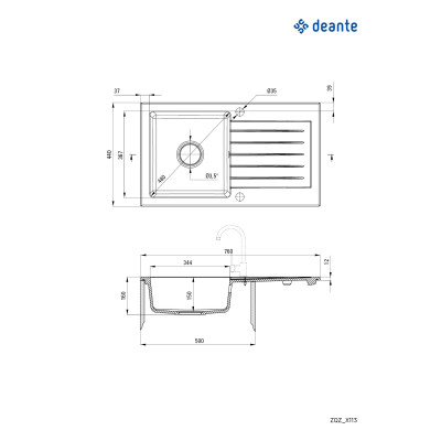 Deante Zorba zlewozmywak granitowy 76x44 cm grafit metalik mat ZQZG113
