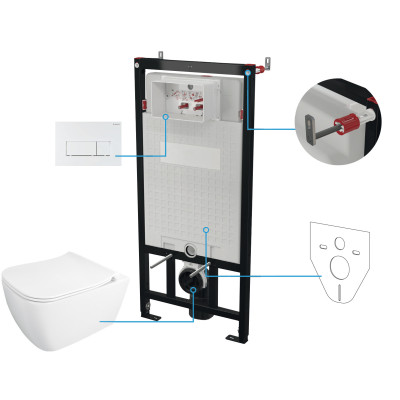 Deante Hiacynt New zestaw stelaż z miską, deską i przyciskiem CDY_A6ZPW