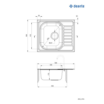 Deante Soul zlewozmywak stalowy 58x50 cm dekor ZEO311A