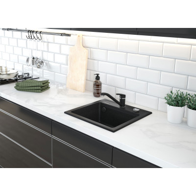 Deante Zorba zlewozmywak granitowy 44x44 cm wpuszczany czarny mat ZQZN103