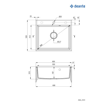 Deante Andante zlewozmywak granitowy 60x52 cm beżowy ZQN_5103