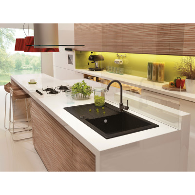 Deante Zorba zlewozmywak granitowy 76x44 cm czarny mat ZQZN113