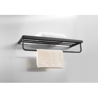 Deante Round półka ścienna z wieszakiem czarny mat ADRN531