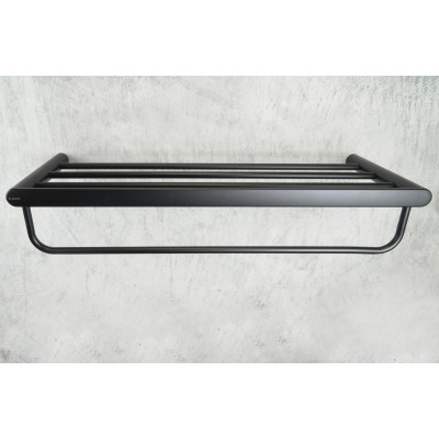 Deante Round półka ścienna z wieszakiem czarny mat ADRN531