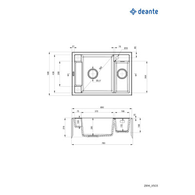 Deante Magnetic zlewozmywak granitowy 69x50 cm czarny ZRM_N503
