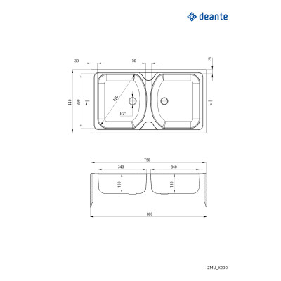 Deante Techno zlewozmywak stalowy 79x44 cm wpuszczany stal dekor ZMU3200