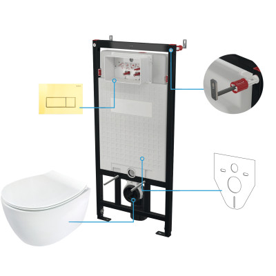 Deante Silia zestaw stelaż z miską, deską i przyciskiem CDLZ6ZPW