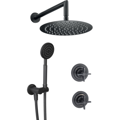 Deante Temisto zestaw prysznicowy podtynkowy z deszczownicą czarny mat NACN9QT