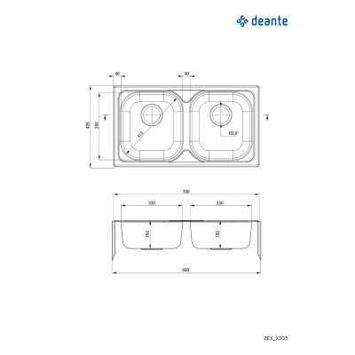 Deante Xylo zlewozmywak stalowy 78x43,5 cm satyna ZEX0203