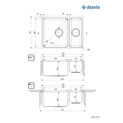 Deante Egeria zlewozmywak stalowy 58x44 cm stal ZPE_050C