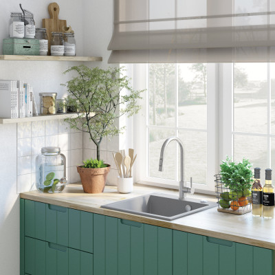 Deante Evora zlewozmywak granitowy 50x50 cm grafit metalik ZQJ_G103