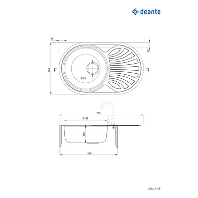 Deante Twist zlewozmywak stalowy 77x48 cm dekor ZEU311B
