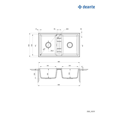 Deante Eridan zlewozmywak granitowy 86x50 cm wpuszczany antracyt ZQET203