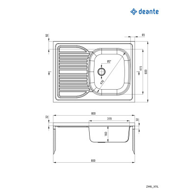 Deante Tango zlewozmywak stalowy 80x60 cm nakładany stal dekor ZM6311L