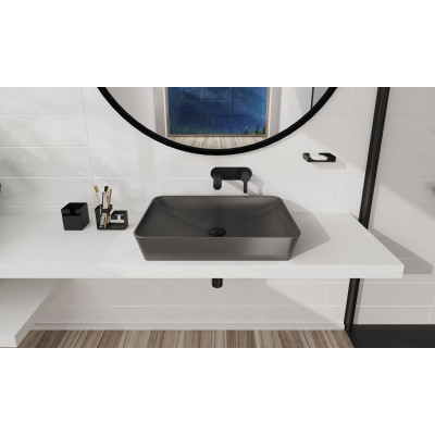 Deante Tess umywalka 59,7x39,6 cm nablatowa prostokątna titanium CDSDU6S