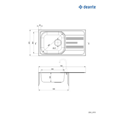 Deante Xylo zlewozmywak stalowy 78x43,5 cm dekor ZEX3113