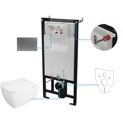 Deante Hiacynt New zestaw stelaż z miską, deską i przyciskiem CDYT6ZPW