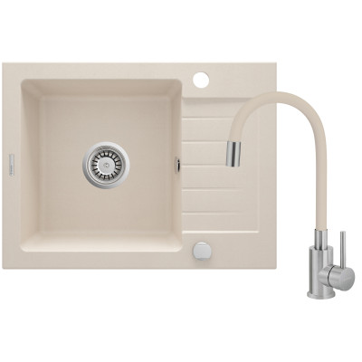 Deante Zorba zlewozmywak z baterią beżowy/stal ZQZG511A