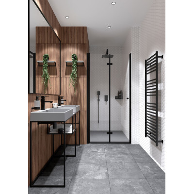 Deante Round dozownik do mydła 200 ml ścienny szkło mleczne/czarny mat ADRN421