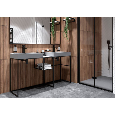 Deante Round dozownik do mydła 200 ml ścienny szkło mleczne/czarny mat ADRN421