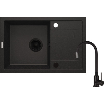 Deante Corio zlewozmywak 67x44 cm z baterią grafit metalik mat/czarny mat ZRCPG113