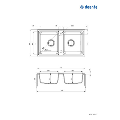Deante Zorba zlewozmywak granitowy 78x43,5 cm czarny ZQZN203