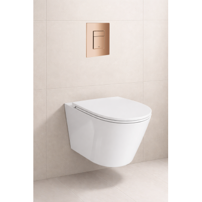 HOMELIKE ZESTAW GROHE 4 W 1 + przycisk miedź połysk prostokątny + miska WC Galve 3.0 tornado