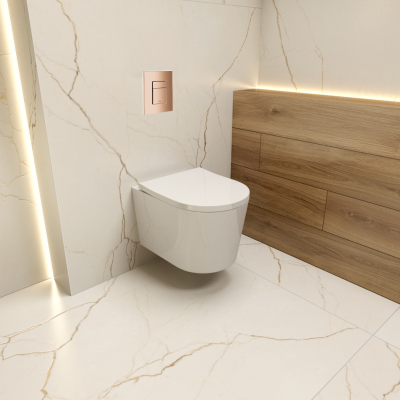 HOMELIKE ZESTAW GROHE 4 W 1 + przycisk miedź połysk prostokątny + miska WC Versoni 3.0 tornado